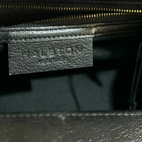 Halston Heritage black leather satchel handbag - Picture 7 of 12